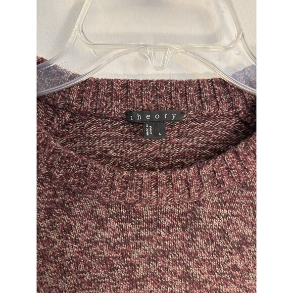 THEORY Eston T Quake Red Marled Pullover Sweater Men Large Crew Neck Knit - Picture 3 of 11